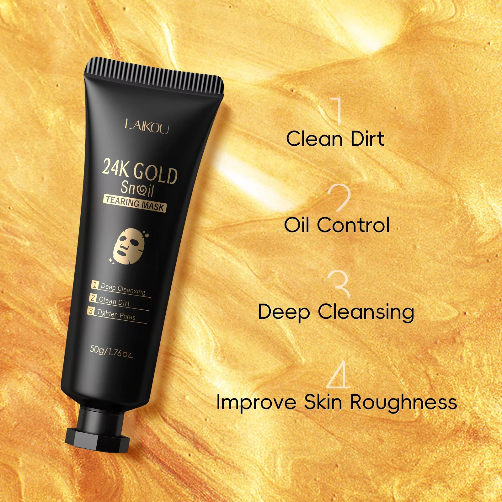 Revitalize Your Skin with the 24K Gold Snail Peel-Off Mask - 3PCS for Deep Cleansing, Pore Tightening, and Blackhead Removal