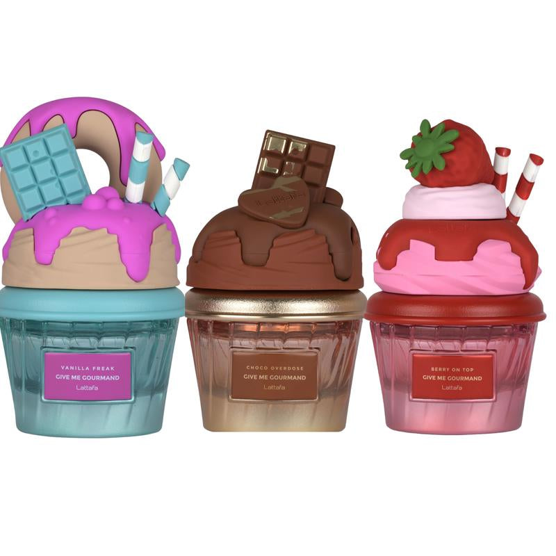 Lattafa Give Gourmand Collection: Choco Overdose + Cherry on Top + Vanilla Freak Bundle 75Ml Spray