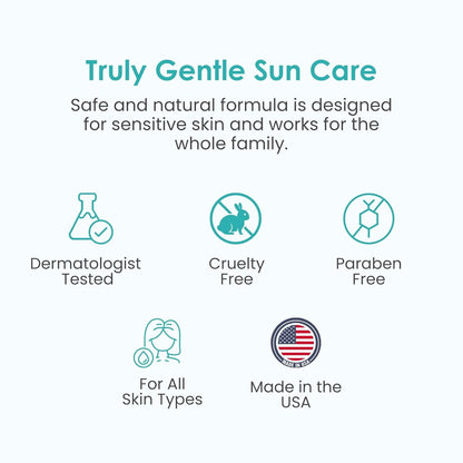 Easy on Mineral Sunscreen SPF 50 - All Natural Kids & Baby Sunscreen for Face & Body, Non-Toxic Zinc Oxide Sunblock Protection for Sensitive Skin, Unscented, FSA Eligible, Travel Size 3.4Oz