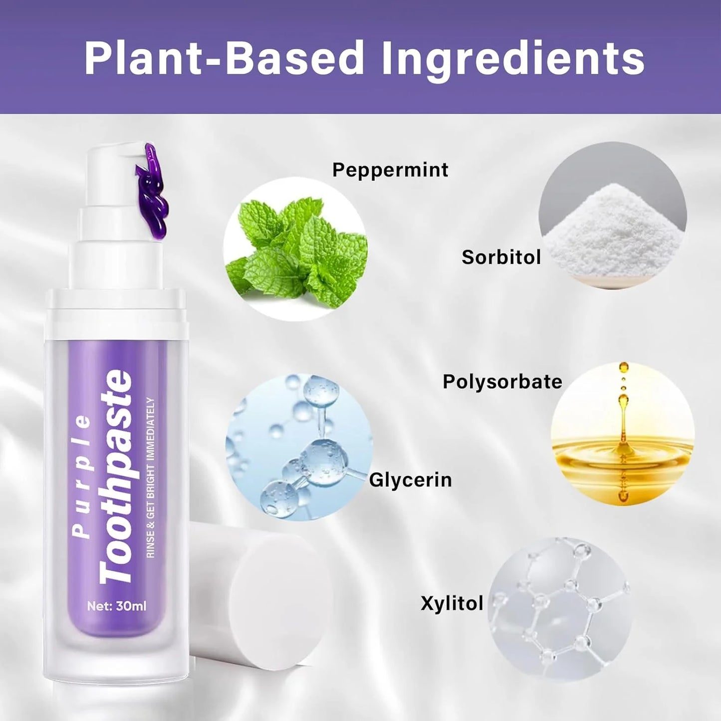 Purple Toothpaste Whitening, Purple Toothpaste for Teeth Whitening, Colour Corrector Toothpaste for Tooth Stain Removal & Reduce Yellowing