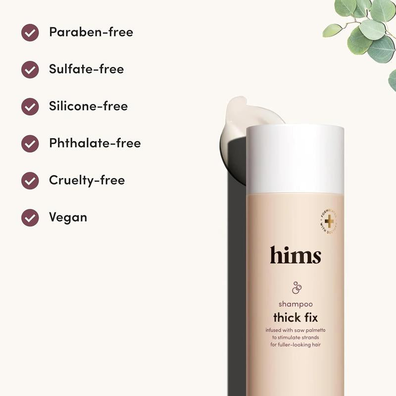 Revitalize Your Hair with Hims Thick Fix Shampoo and Conditioner Set for Men - Boost Thickness, Moisture, and Reduce Shedding - Color Safe Formula - 2 Pack, 6.4Oz