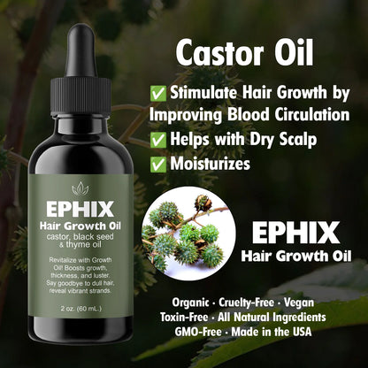 Hair Growth Oil with Castor, Black Seed, and Thyme Oil