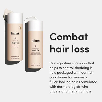 Revitalize Your Hair with Hims Thick Fix Shampoo and Conditioner Set for Men - Boost Thickness, Moisture, and Reduce Shedding - Color Safe Formula - 2 Pack, 6.4Oz