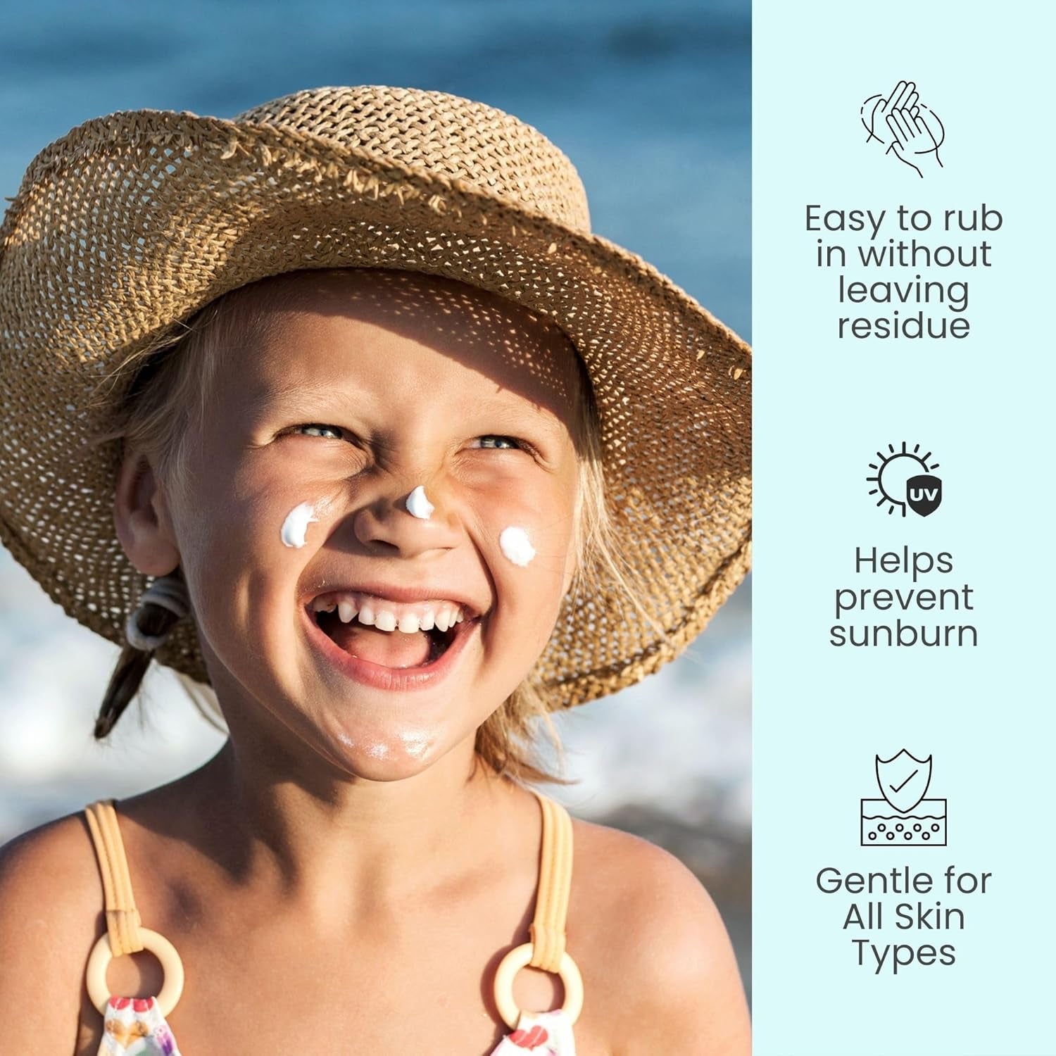 Easy on Mineral Sunscreen SPF 50 - All Natural Kids & Baby Sunscreen for Face & Body, Non-Toxic Zinc Oxide Sunblock Protection for Sensitive Skin, Unscented, FSA Eligible, Travel Size 3.4Oz