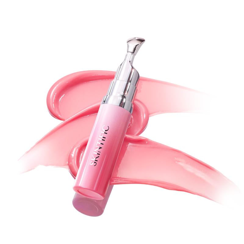 【Opening Promo !】SKINTIFIC Hydrating Brightening Lip Serum with Hyaluronic Acid & Peptide for Radiant Lips Gentle Glossy Korean Beauty Makeup Balm Shea Smooth Moisture with Cooling Metal Roller Applicator