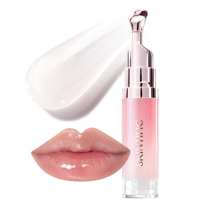 【Opening Promo !】SKINTIFIC Hydrating Brightening Lip Serum with Hyaluronic Acid & Peptide for Radiant Lips Gentle Glossy Korean Beauty Makeup Balm Shea Smooth Moisture with Cooling Metal Roller Applicator