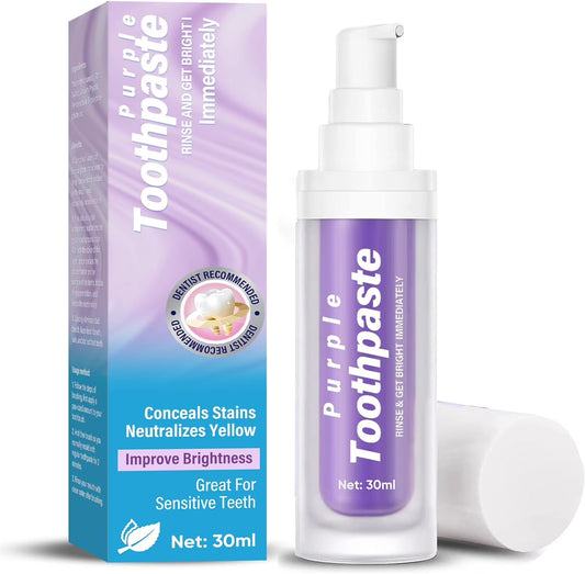 Purple Toothpaste Whitening, Purple Toothpaste for Teeth Whitening, Colour Corrector Toothpaste for Tooth Stain Removal & Reduce Yellowing
