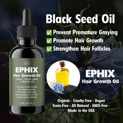 Hair Growth Oil with Castor, Black Seed, and Thyme Oil