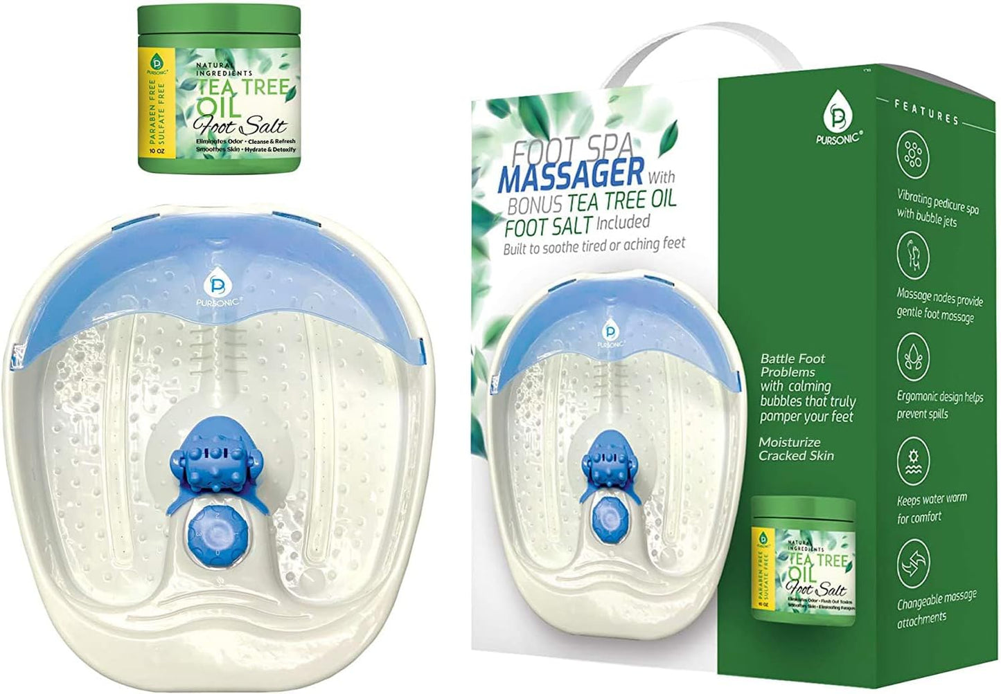 'S Ultimate Foot Care Kit - Foot Spa, Pedicure Tools, Massager, Tea Tree Oil Salt Scrub, and Warming Function - Relax and Revitalize Tired Feet!