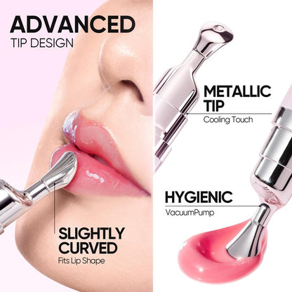 【Opening Promo !】SKINTIFIC Hydrating Brightening Lip Serum with Hyaluronic Acid & Peptide for Radiant Lips Gentle Glossy Korean Beauty Makeup Balm Shea Smooth Moisture with Cooling Metal Roller Applicator