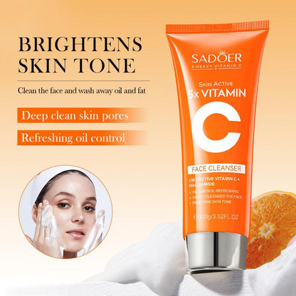 5X Vitamin C Face Cleanser - Brightening Face Wash with Niacinamide, Deep Clean Gentle & Refresh for Radiant, Healthy-Looking Skin,3.52 Oz