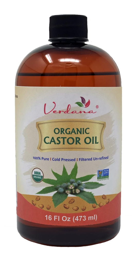 Organic Castor Oil – 16 Fl Oz Size – Cold Pressed, Unrefined, Hexane-Free – USDA Organic – Natural Moisturizer for Hair Growth, Eyelashes, Skin, Scalp & Castor Oil Packs
