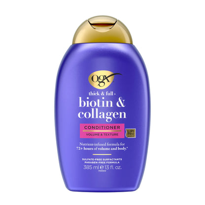 OGX Thick & Full + Biotin & Collagen Volumizing Hair Shampoo and Conditioner Duo, 13 Fl Oz