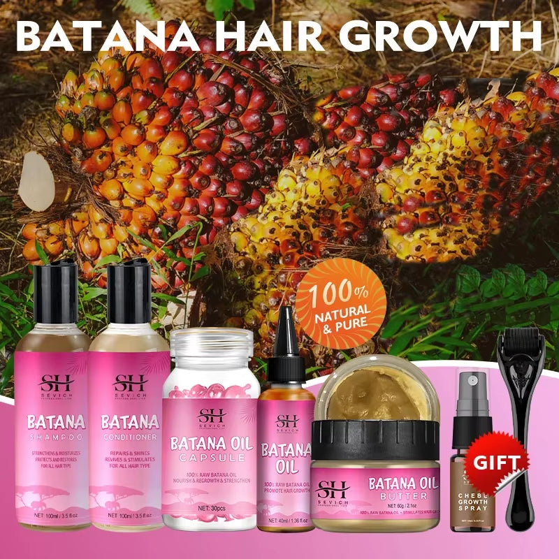 Fast Hair Growth Set Batana Oil Traction Alopecia Hair Mask anti Break Loss Hair Growth Oil Baldness Treatment Chebe Hair Oil