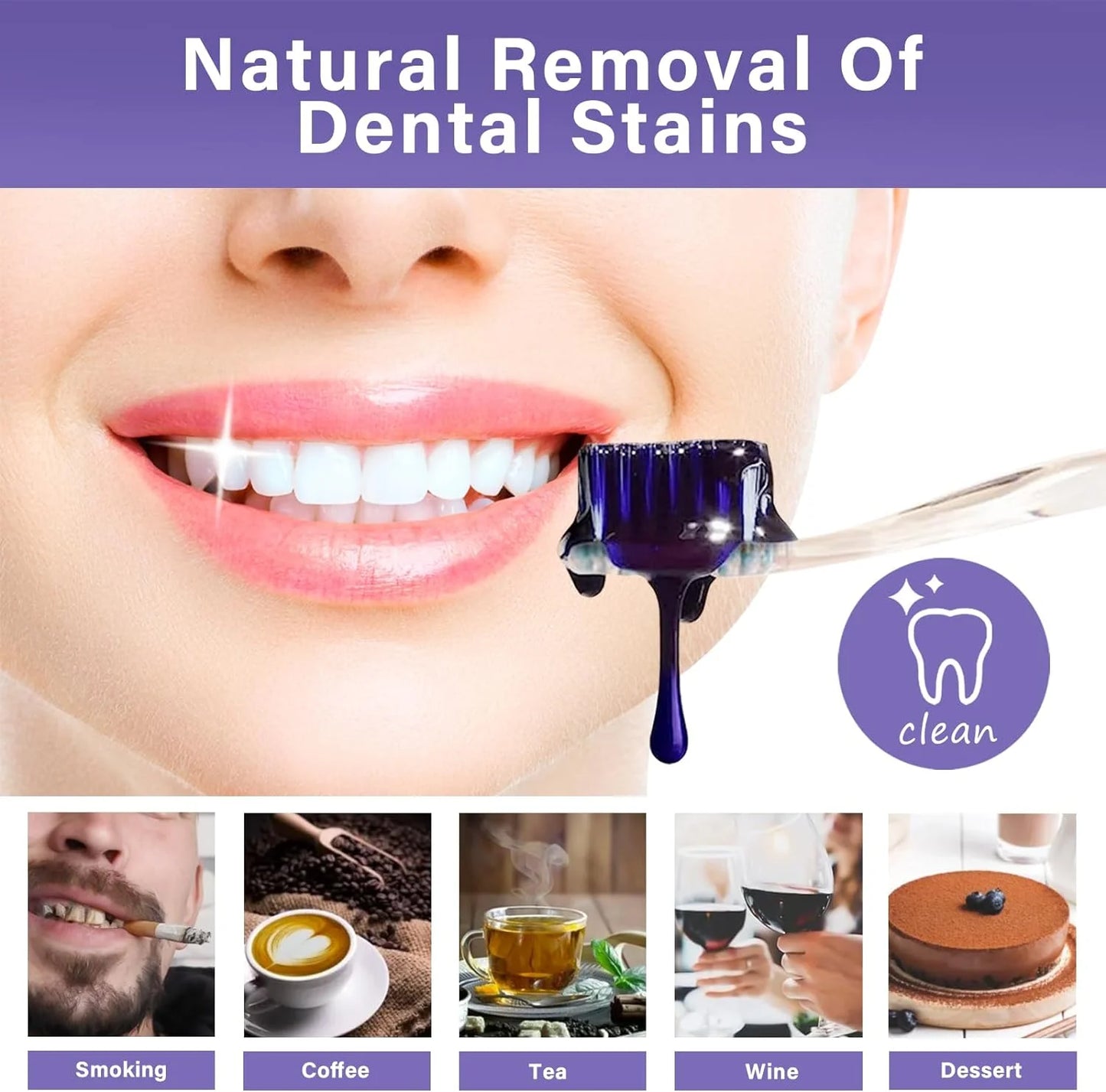 Purple Toothpaste Whitening, Purple Toothpaste for Teeth Whitening, Colour Corrector Toothpaste for Tooth Stain Removal & Reduce Yellowing