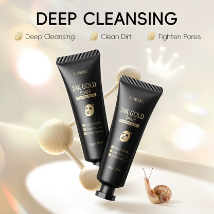 Revitalize Your Skin with the 24K Gold Snail Peel-Off Mask - 3PCS for Deep Cleansing, Pore Tightening, and Blackhead Removal