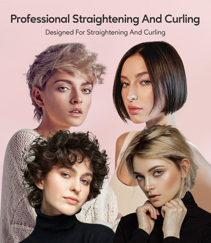 1/2" Small Flat Irons for Short Hair, Hair Straightener & Curling Iron 2 in 1, Pink