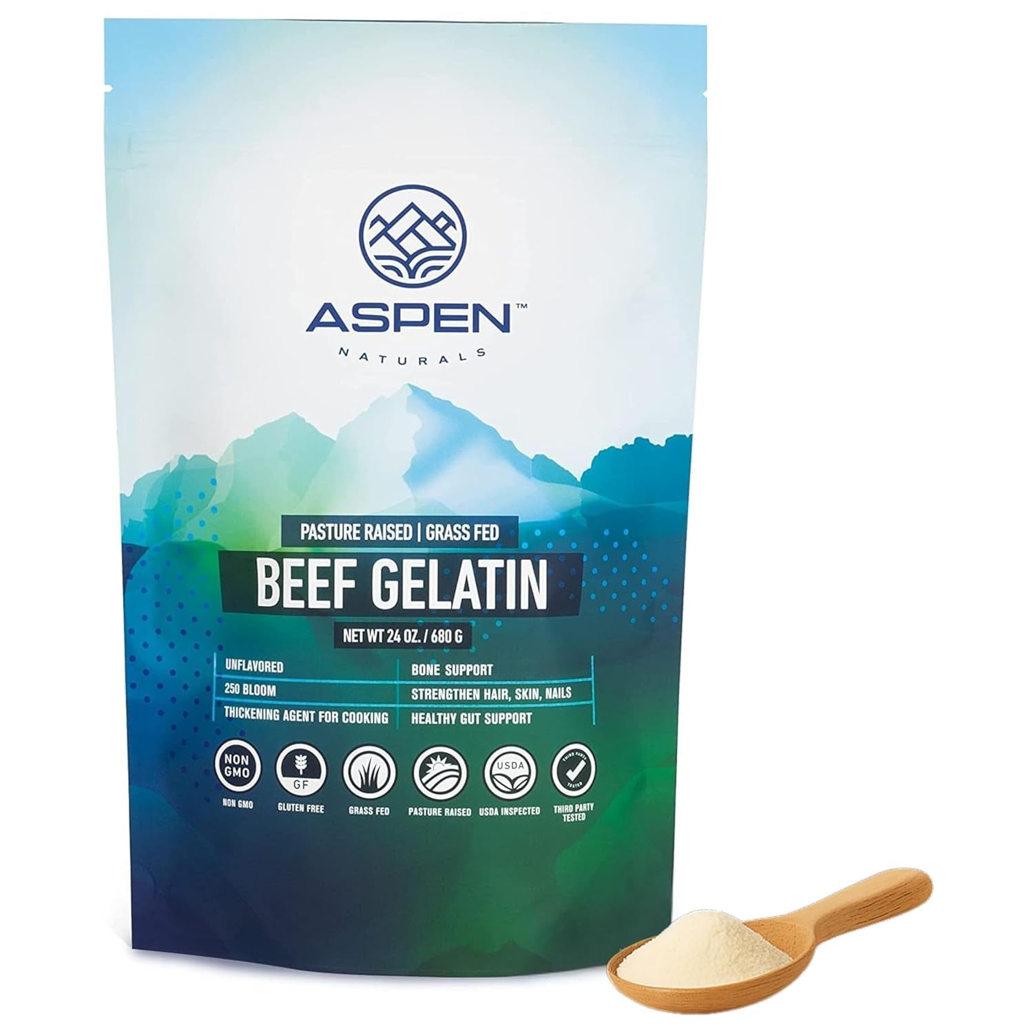 Beef Gelatin Powder Unflavored 24 Oz | Grass Fed, Pasture-Raised | Non-Gmo, Gluten-Free, Paleo-Friendly | Premium Culinary Gelatin | Cooking, Baking, Gummies, Marshmallows & More