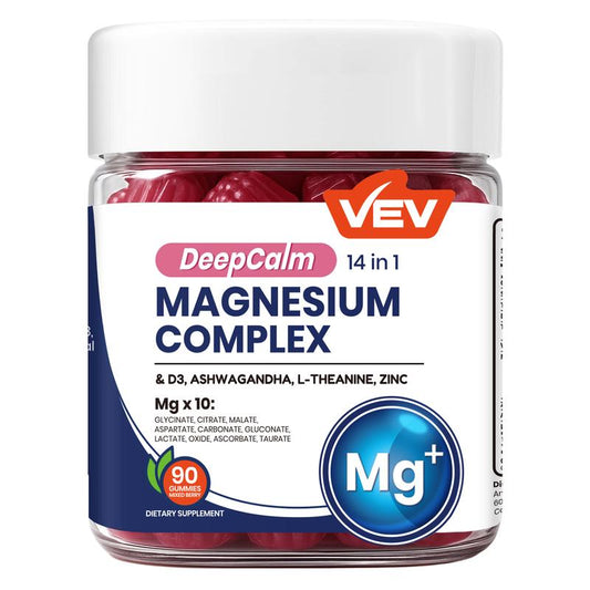 VEV 14-in-1 Magnesium Gummies - Boost Your Health with Ashwagandha, L-Theanine, Vitamin D3 & Zinc - 90 Delicious Gummies for Energy, Metabolism & Immune Support