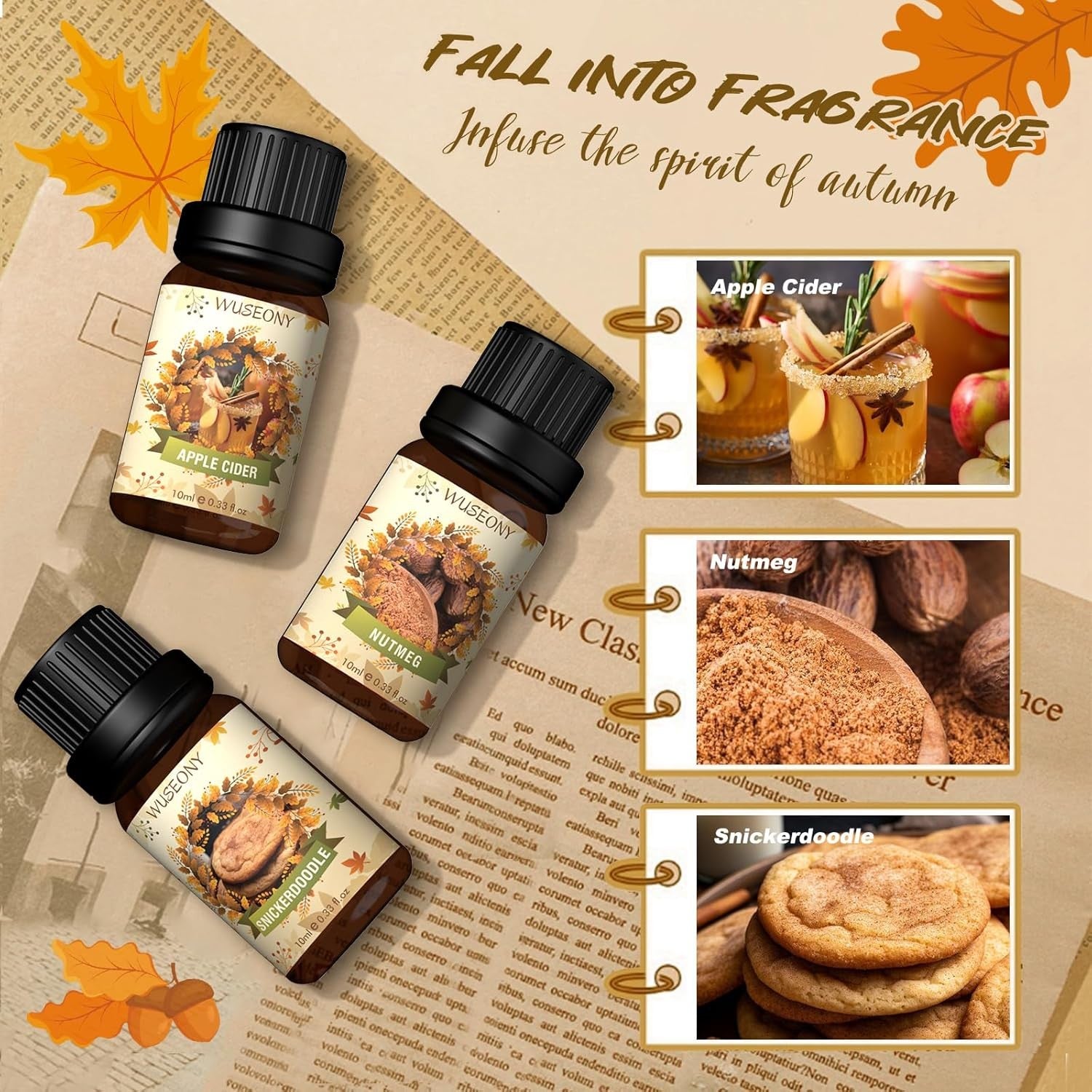 Fall Essential Oil for Diffusers, Autumn Fragrance Oil Set, Aromatherapy Oils Gi