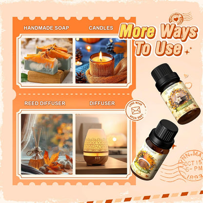 Fall Essential Oil for Diffusers, Autumn Fragrance Oil Set, Aromatherapy Oils Gi