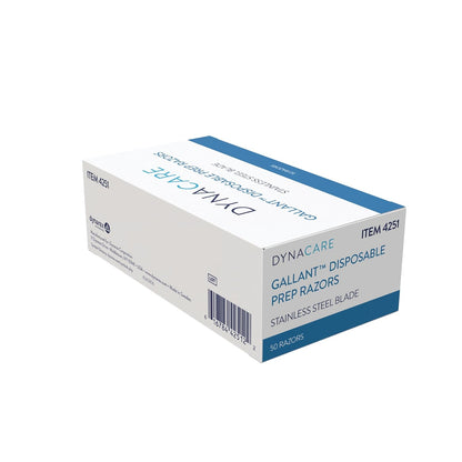 Gallant Disposable Prep Razors, Used before ECG and Other Procedures, Disposable Razors with Open Design, Ergonomic Surgical Prep Razors, 1 Box of 50 Razors