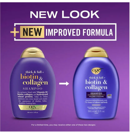 OGX Thick & Full + Biotin & Collagen Volumizing Hair Shampoo and Conditioner Duo, 13 Fl Oz