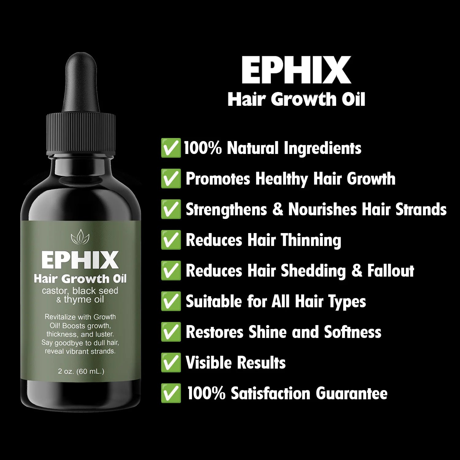 Hair Growth Oil with Castor, Black Seed, and Thyme Oil