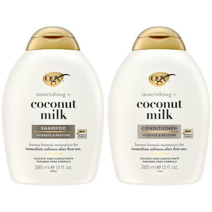 Nourishing + Coconut Milk Moisturizing Hair Shampoo & Conditioner Set, 13 Fl. Oz