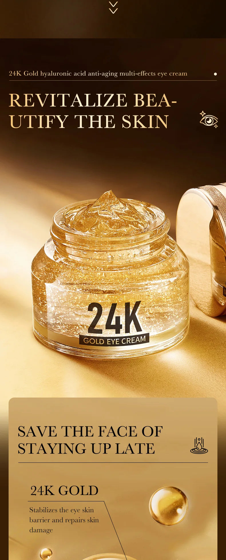 Revitalize Your Eyes with 24K Gold Infused Hyaluronic Eye Cream