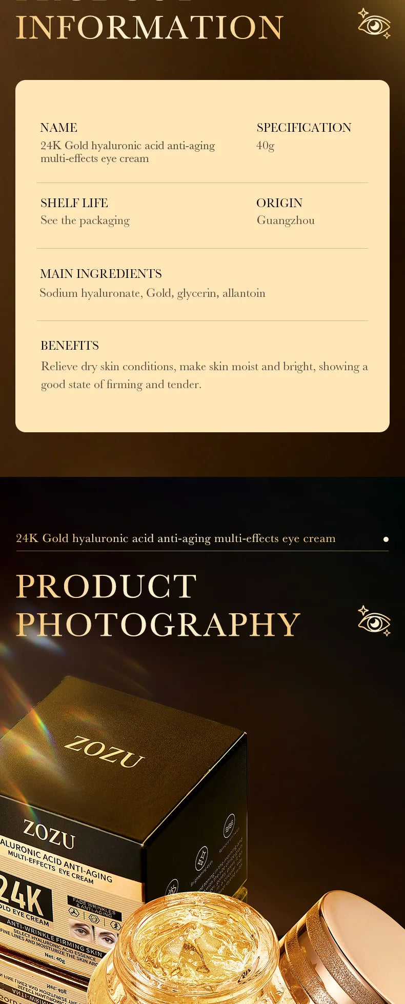 Revitalize Your Eyes with 24K Gold Infused Hyaluronic Eye Cream