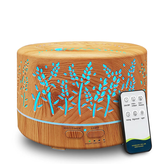 Diffusers for Essential Oils Large Room 600Ml,Essential Oil Diffusers for Home with R/C Light Brown