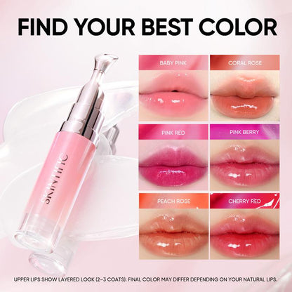 【Opening Promo !】SKINTIFIC Hydrating Brightening Lip Serum with Hyaluronic Acid & Peptide for Radiant Lips Gentle Glossy Korean Beauty Makeup Balm Shea Smooth Moisture with Cooling Metal Roller Applicator
