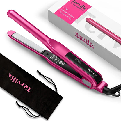 1/2" Small Flat Irons for Short Hair, Hair Straightener & Curling Iron 2 in 1, Pink
