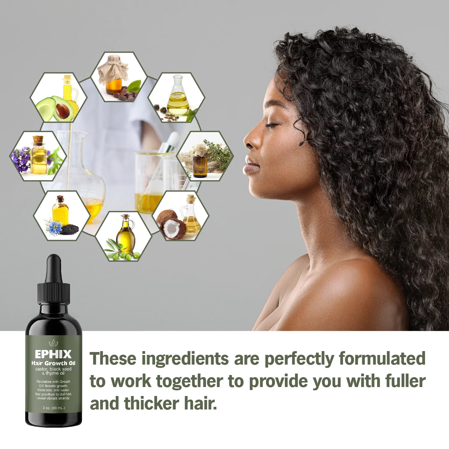 Hair Growth Oil with Castor, Black Seed, and Thyme Oil