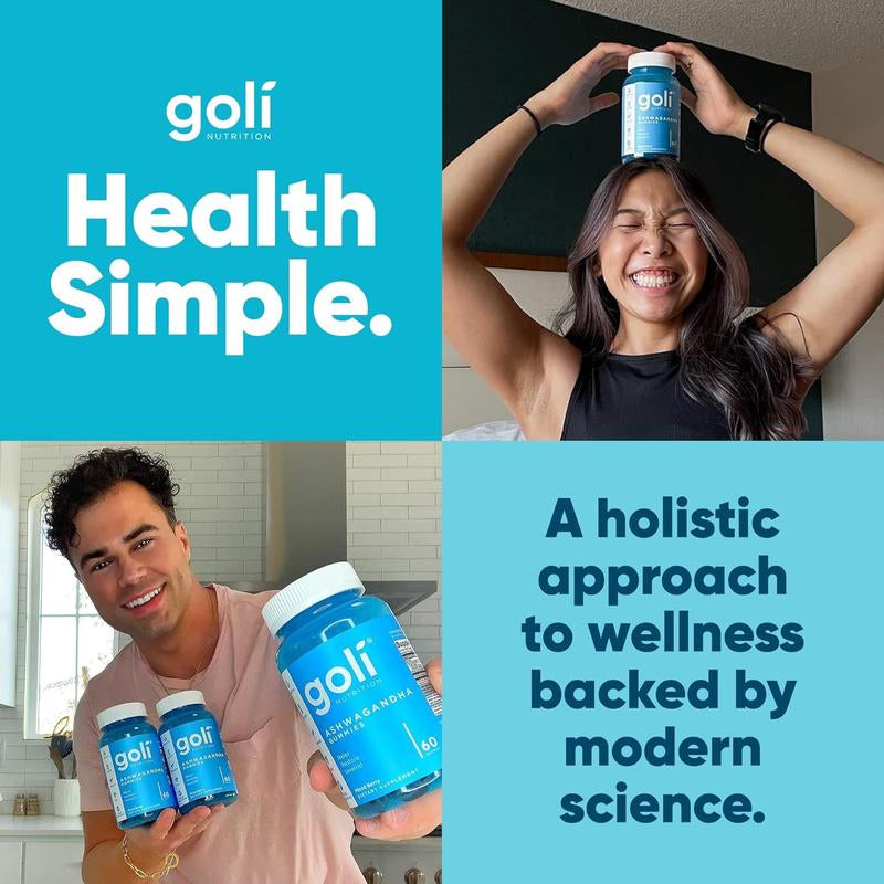 6 Bottles of Goli Ashwagandha & Vitamin D Gummy - Mixed Berry, KSM-66, Vegan, Plant Based, Non-Gmo, Gluten & Gelatin Free