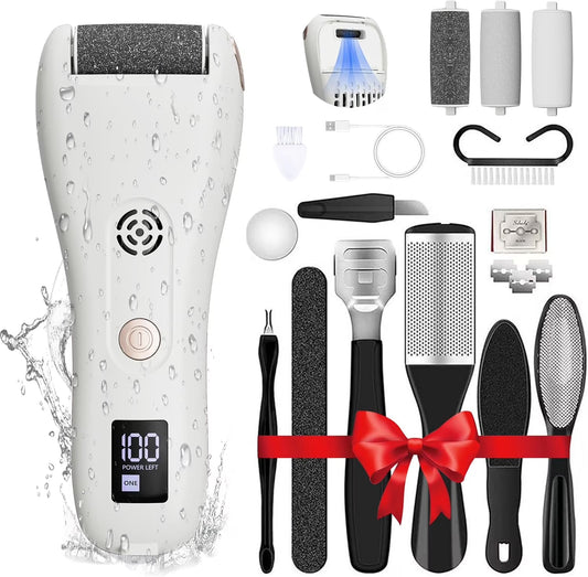 Electric Callus Remover Pedicure Tools for Dead Skin Includes 3 Grinding Head & Foot File