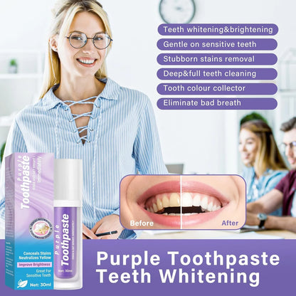 Purple Toothpaste Whitening, Purple Toothpaste for Teeth Whitening, Colour Corrector Toothpaste for Tooth Stain Removal & Reduce Yellowing