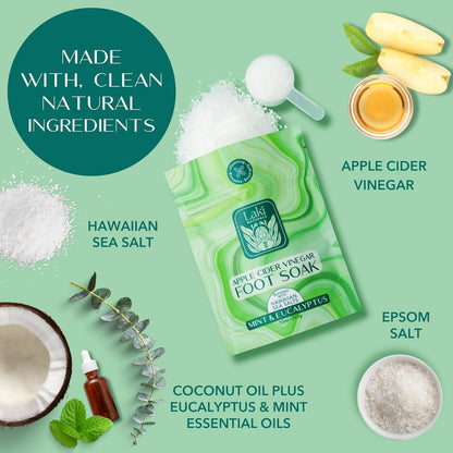 Apple Cider Vinegar Foot Soak, Foot Detox Soak, Pedicure Soak, Foot Soak Callus Remover, Foot Treatment, Epsom Salt Foot Soak with Hawaiian Sea Salts (10 Oz) (Mint & Eucalyptus)