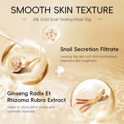 Revitalize Your Skin with the 24K Gold Snail Peel-Off Mask - 3PCS for Deep Cleansing, Pore Tightening, and Blackhead Removal