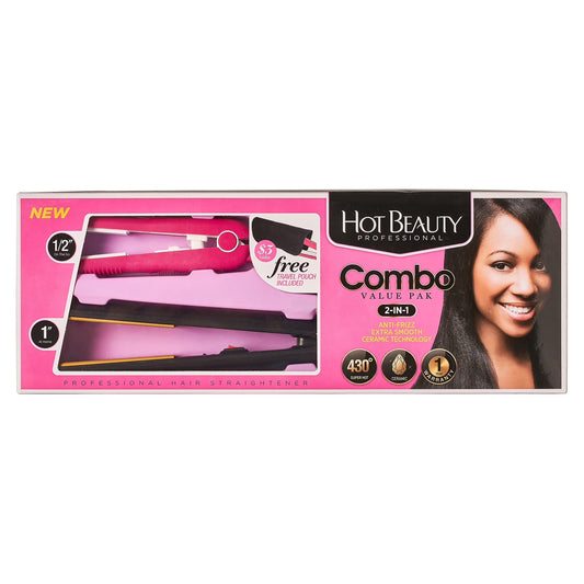 Ceramic Flat Irons 2-In-1 Value Pack 1" and Mini 1/2" with Free Travel Pouch