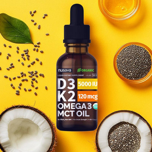 (2-PACK) Organic Vitamin D3K2 Supplement Drops with MCT Oil Omega 3, Liquid Vitamin D3 for Healthcare & Body Defenses - Non-Gmo, No Fillers, 2 Fl Oz