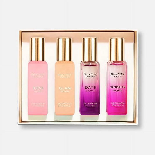 Bella Vita Organic Woman Perfume Gift Set for Women Luxury Scent Long Lasting Fragrance, 4X20 Ml Perfumes