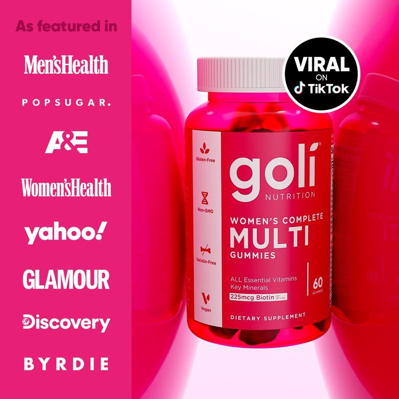 Women'S Complete Multi Gummies 2-Pack: All 13 Essential Vitamins, All B Vitamins, Vitamin C, A, D, E, K, Zinc, Biotin and More. Healthy Hair, Skin & Nails, Eyes, Immune, Brain & Nervous System, Heart Health. Gluten-Free, Vegan, Non-Gmo, and Gelatin-Free.