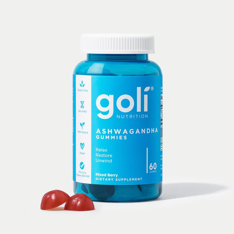 6 Bottles of Goli Ashwagandha & Vitamin D Gummy - Mixed Berry, KSM-66, Vegan, Plant Based, Non-Gmo, Gluten & Gelatin Free