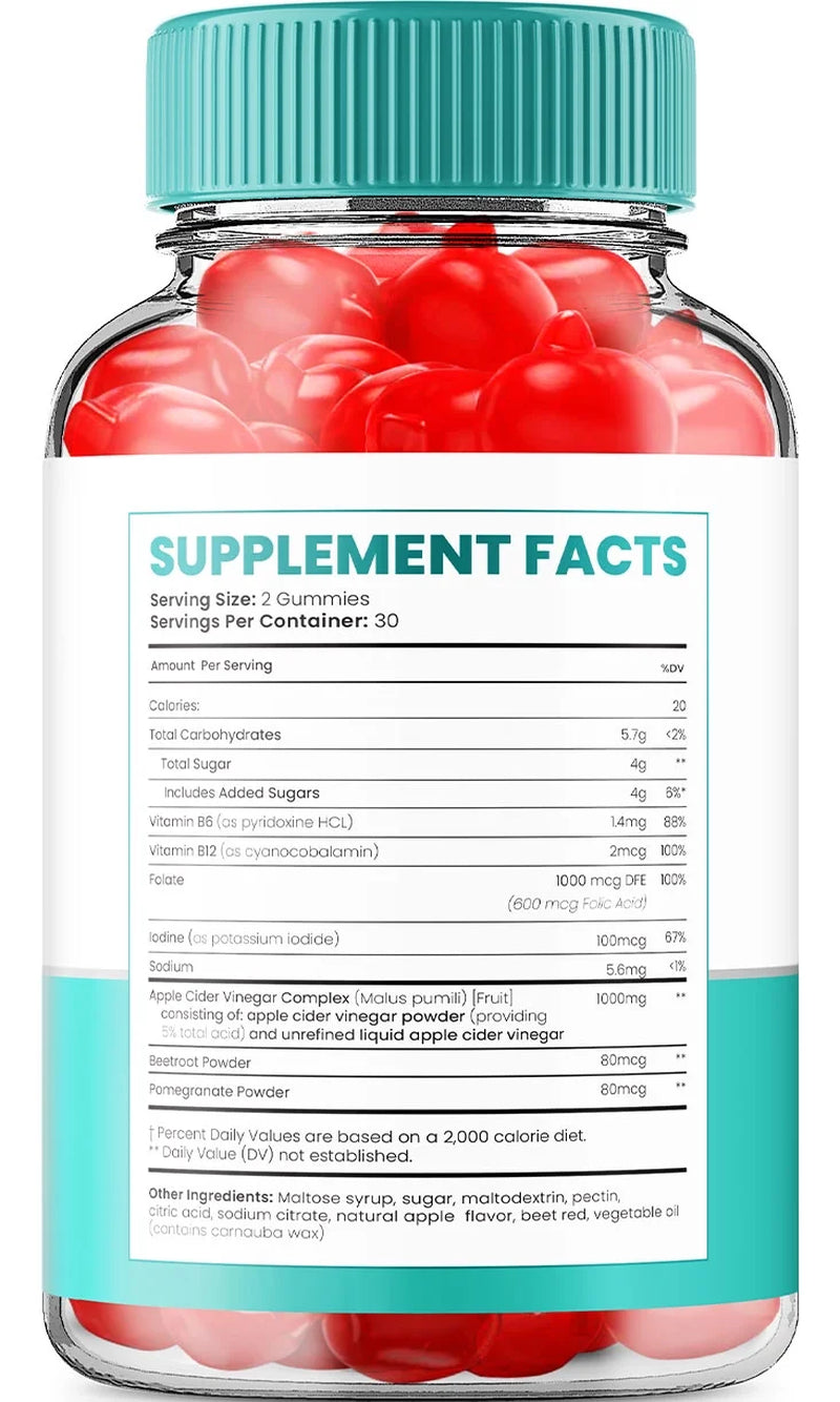 Gummies -  Apple Cider Vinegar Gummy Supplement for Energy -  Keto Gummies Dietary Supplement (60 Gummies)