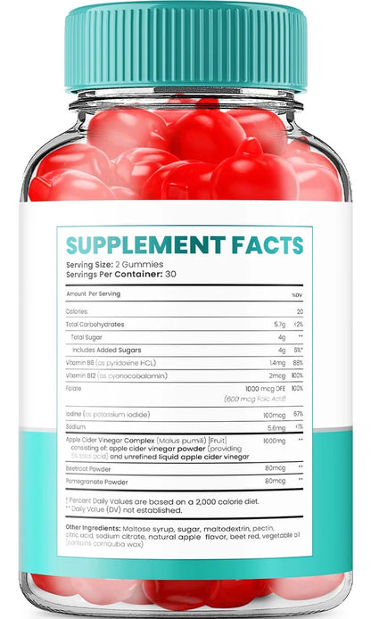 Gummies -  Apple Cider Vinegar Gummy Supplement for Energy -  Keto Gummies Dietary Supplement (60 Gummies)