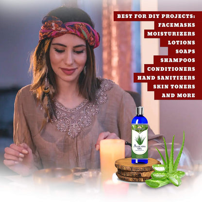 Organic Unrefined Cold Pressed PURE ALOE GEL, Bulk Wholesale Beauty, Skin Care, Moisturizing DIY GEL for DYI Skin Products (INDIA) (32 Oz)