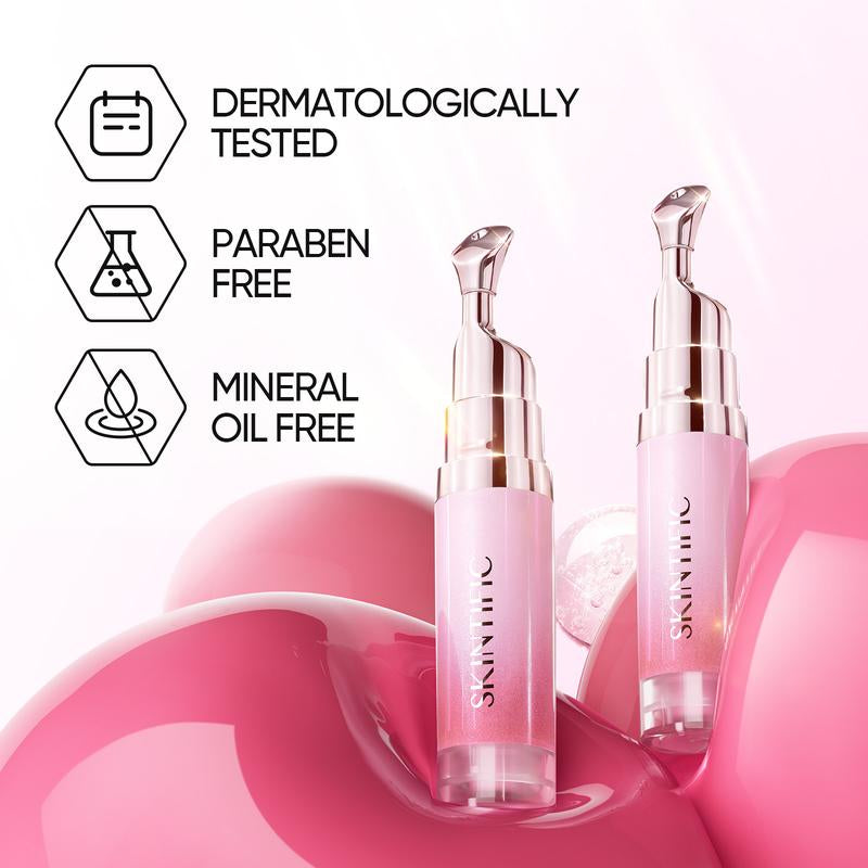 【Opening Promo !】SKINTIFIC Hydrating Brightening Lip Serum with Hyaluronic Acid & Peptide for Radiant Lips Gentle Glossy Korean Beauty Makeup Balm Shea Smooth Moisture with Cooling Metal Roller Applicator