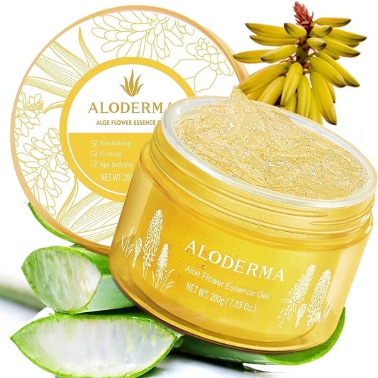 Revitalize Your Skin with Age-Defying 24K Gold Leaf Aloe Flower Essence Gel - Luxurious Hydration for a Glowing, Youthful Complexion, 7Oz
